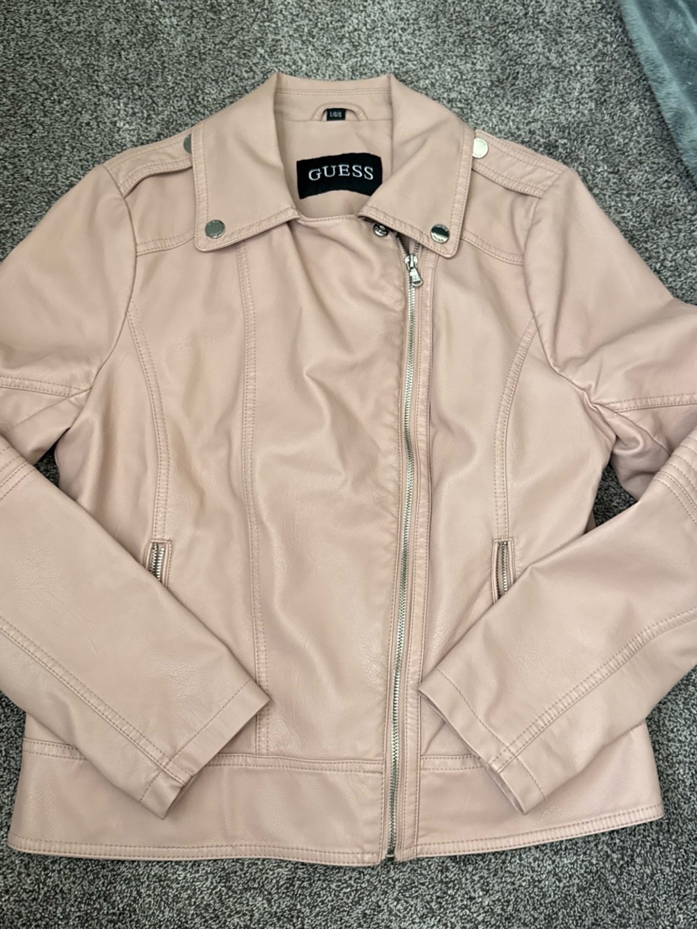 GUESS Blush Pink Faux Leather Moto Jacket